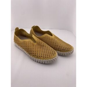Ilse Jacobsen Yellow Laser Cut Slip‎ On Comfort Shoes Casual Flats - Sz 37